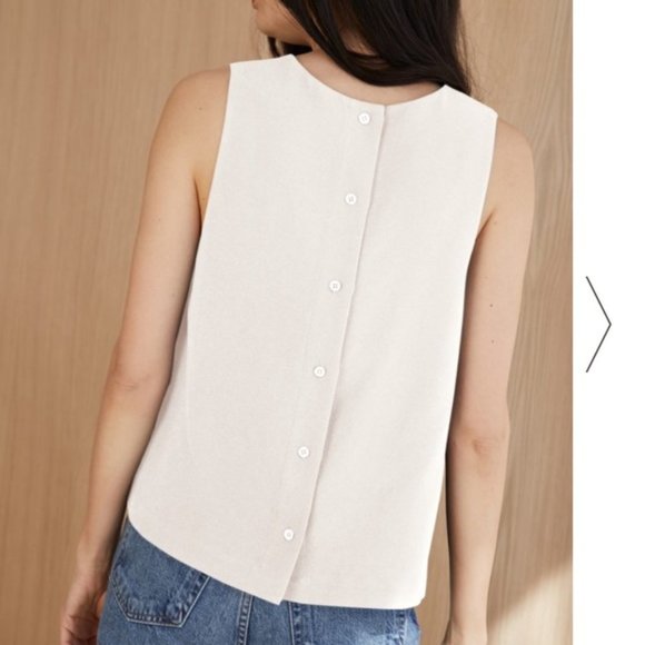 Jenni Kayne Ivory Crepe V-Neck Shell Sleeveless Top M NWT - Picture 1 of 13